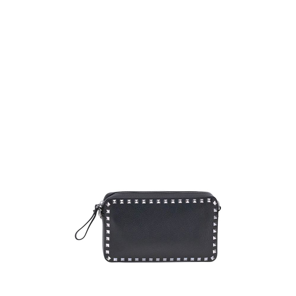 Valentino Garavani Black Calf Leather Bos Taurus Shoulder Bag