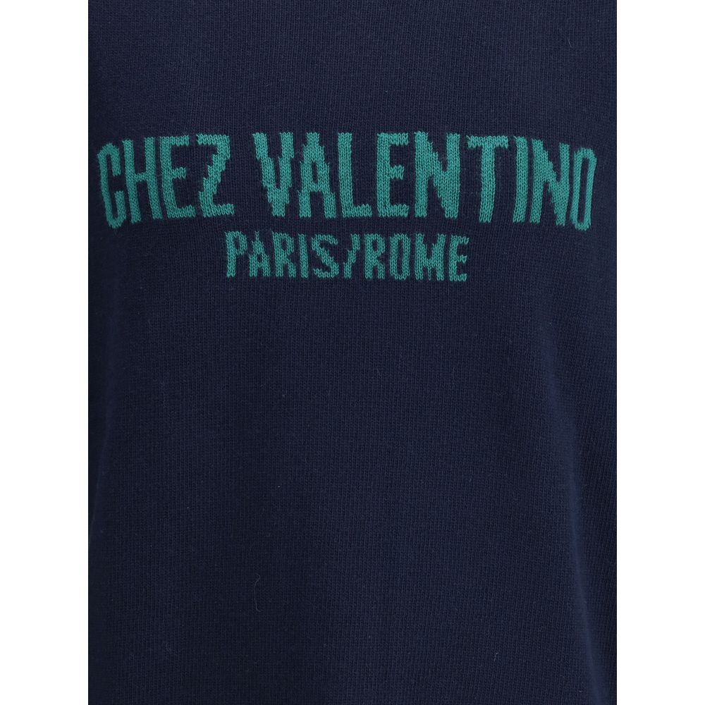 Valentino Blue Fleece Wool Sweatshirt