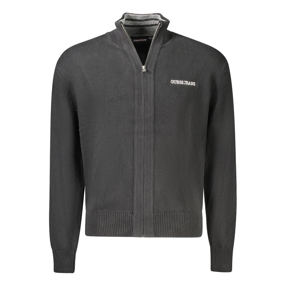 Guess Jeans Black Cotton Men Cardigan