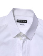 Dolce & Gabbana White GOLD Long Sleeve Dress Men Formal Shirt