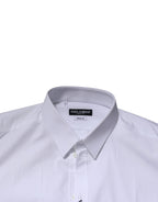 Dolce & Gabbana White GOLD Long Sleeve Dress Men Formal Shirt