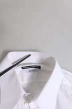 Dolce & Gabbana White GOLD Long Sleeve Dress Men Formal Shirt