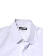 Dolce & Gabbana White Cotton Long Sleeves GOLD Formal Shirt