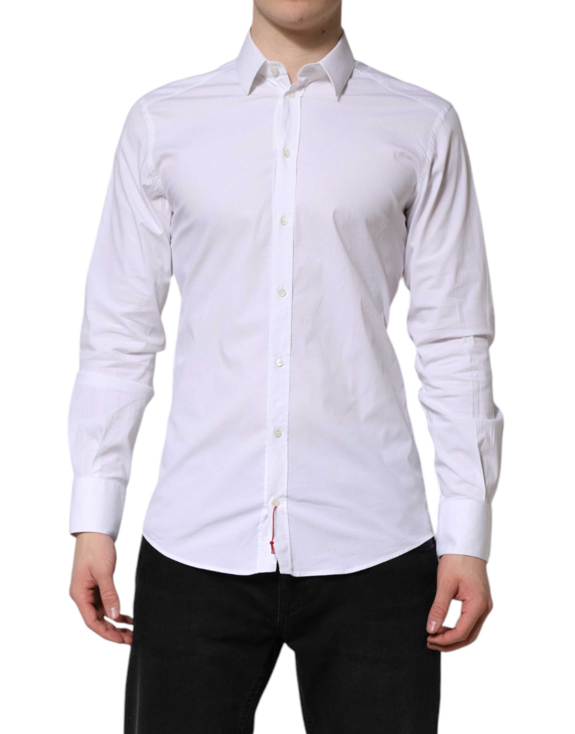 Dolce & Gabbana White GOLD Cotton Men Dress Formal Shirt