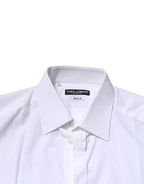 Dolce & Gabbana White GOLD Cotton Long Sleeves Men Formal Shirt