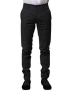Dolce & Gabbana Gray Striped Cotton Formal Pants