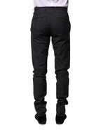 Dolce & Gabbana Gray Striped Cotton Formal Pants