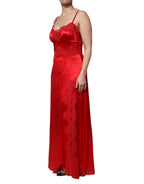 Dolce & Gabbana Red Silk Sleeveless Maxi Long Dress