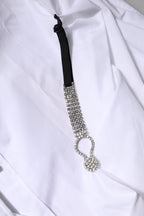 Dolce & Gabbana White Rhinestone Embellish Long Sleeves Top