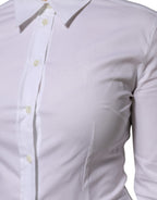 Dolce & Gabbana White Cotton Collared Long Sleeves Blouse Top