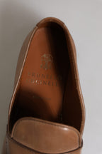Brunello Cucinelli Brown Leather Loafer Dress Formal Shoes