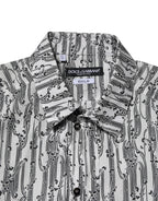 Dolce & Gabbana White Floral Print Casual Long Sleeves Shirt