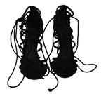 Dolce & Gabbana Black Suede Strap Stilettos Sandals