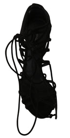 Dolce & Gabbana Black Suede Strap Stilettos Sandals