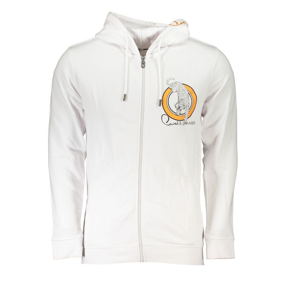Cavalli Class White Cotton Men Sweatshirt