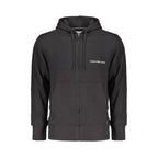 Calvin Klein Black Cotton Men Sweater with Hood and Central Pockets
