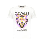 Cavalli Class Bianco Cotton Men T-Shirt