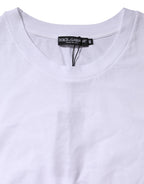 Dolce & Gabbana White Cotton Short Sleeve Round Neck T-shirt