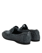Dolce & Gabbana Blue Woven Leather Slip On Loafers Shoes