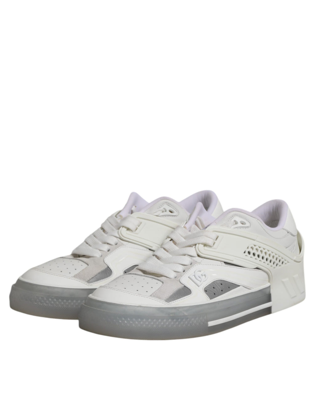 Dolce & Gabbana White Low Top DG Embossed Men Sneakers Shoes
