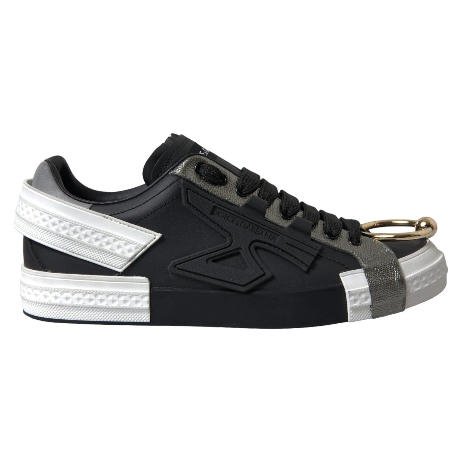 Dolce & Gabbana Black Leather Low Top Sneakers Portofino Shoes
