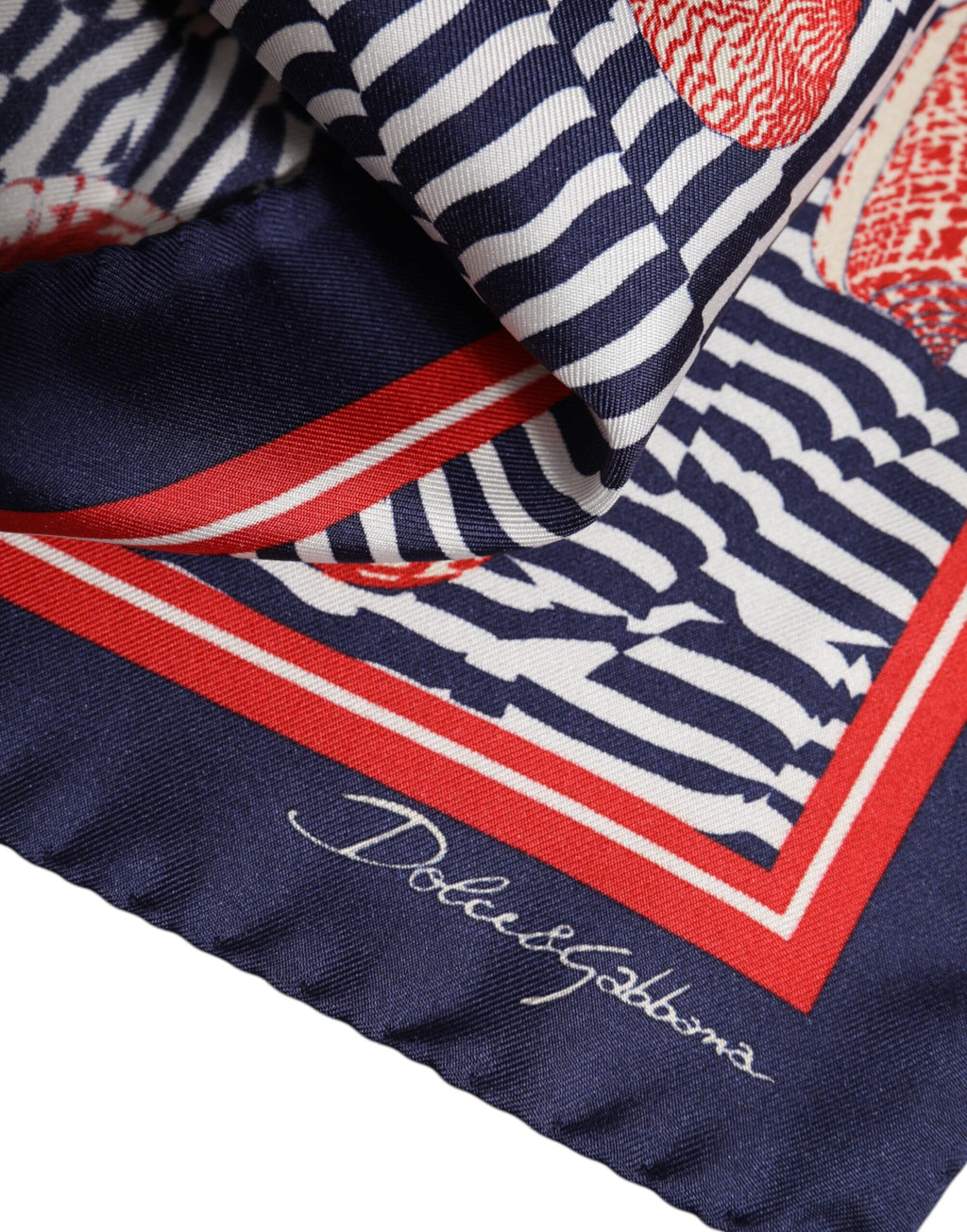 Dolce & Gabbana Multicolor Seashells Square Men Foulard Scarf