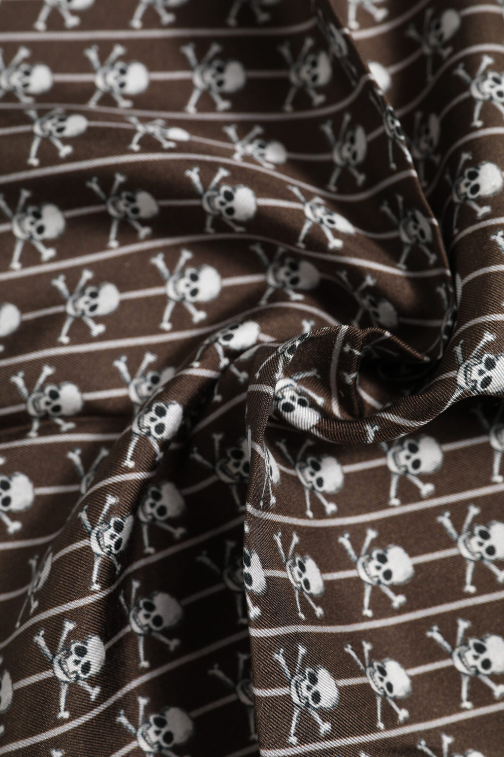 Dolce & Gabbana Brown Skull Silk Square Men Foulard Scarf