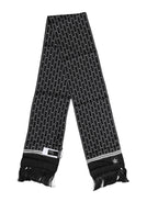 Dolce & Gabbana Black Silk Printed Fringes Men Foulard Scarf