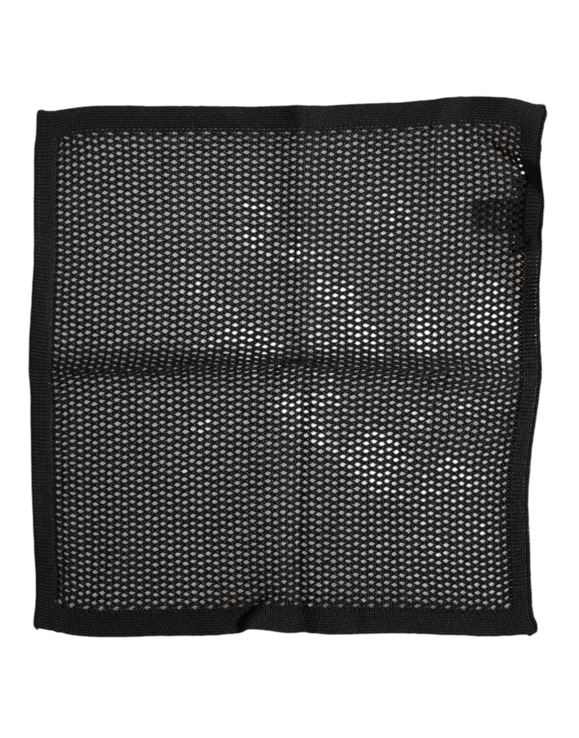 Dolce & Gabbana Black Patterned Cotton Square Foulard Scarf