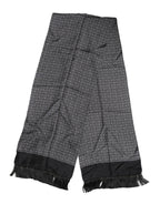 Dolce & Gabbana Black Patterned Fringes Men Foulard Scarf