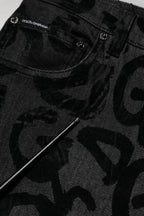 Dolce & Gabbana Gray Cotton DG Logo Straight Men Denim Jeans