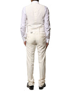 Dolce & Gabbana Ivory Wool 3 Piece Single Breasted Suit
