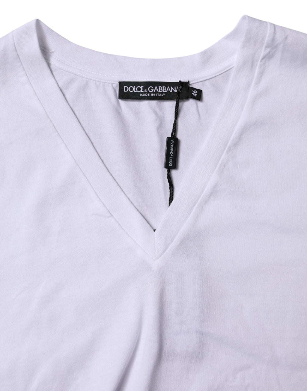 Dolce & Gabbana White Cotton Short Sleeves V-neck T-shirt