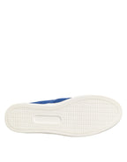 Dolce & Gabbana Blue Leather Lace Slip On Sneaker Shoes