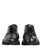 Dolce & Gabbana Black White Calfskin Chunky Derby Shoes