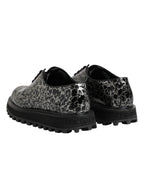 Dolce & Gabbana Black White Calfskin Chunky Derby Shoes