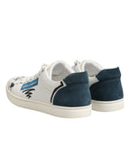 Dolce & Gabbana White Leather Printed Low Top Sneakers Shoes
