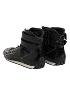 Dolce & Gabbana Black Quilted Leather Lace Up Sneakers Shoes