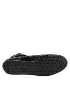 Dolce & Gabbana Black Quilted Leather Lace Up Sneakers Shoes