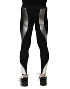 Dolce & Gabbana Black Silver Nylon Skinny Men Leggings Pants