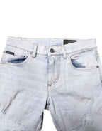 Dolce & Gabbana Light Blue Tattered Skinny Denim Jeans
