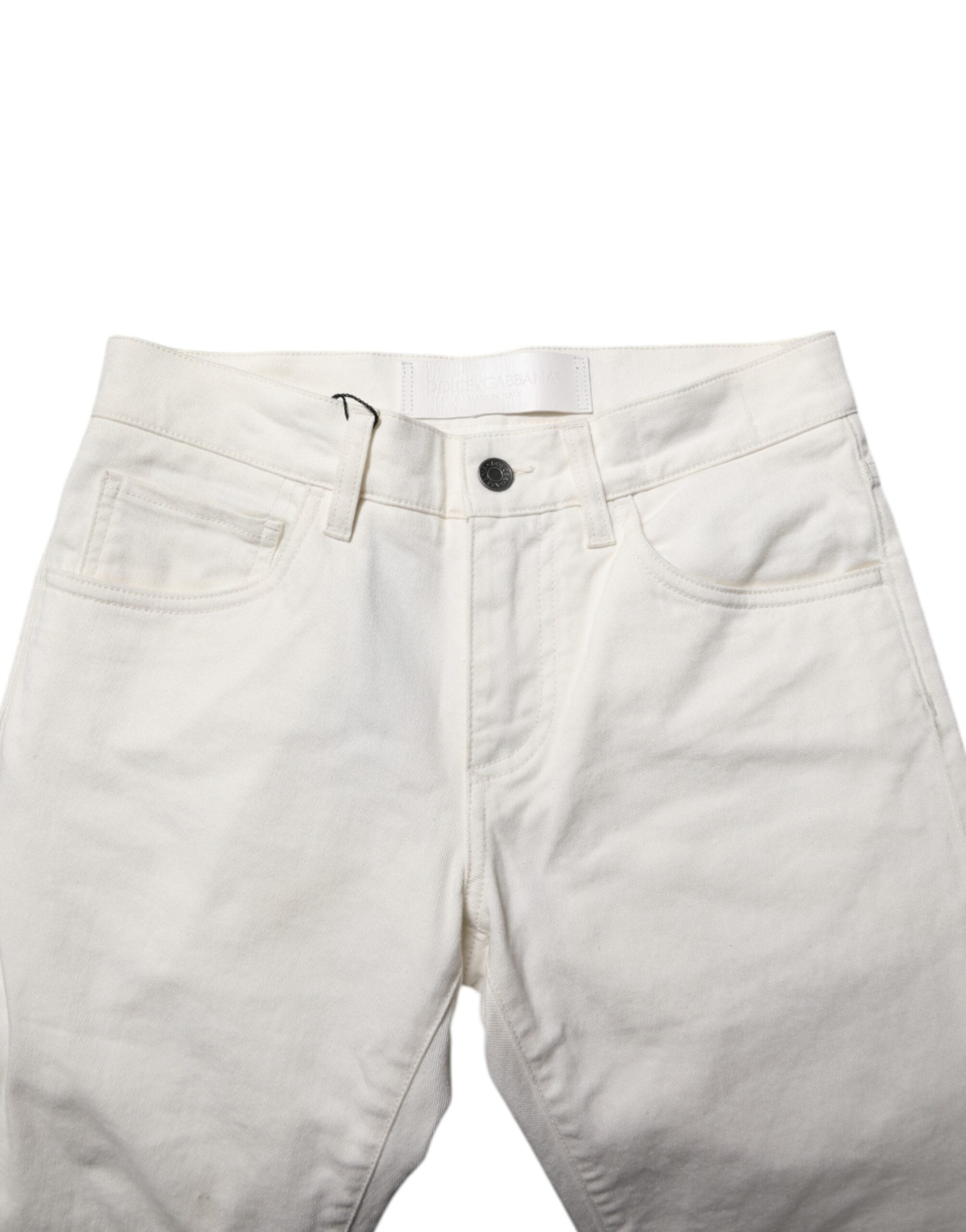 Dolce & Gabbana White Cotton Skinny Men Denim Jeans
