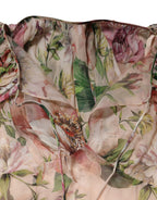 Dolce & Gabbana Pink Floral Print Tiered Long Maxi Dress