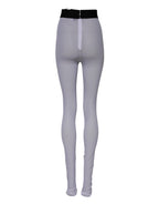 Dolce & Gabbana Gray Nylon DG Logo Mid Waisted Leggings Pants