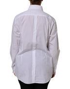 Dolce & Gabbana White Cotton Long Sleeves Collared Top Shirt