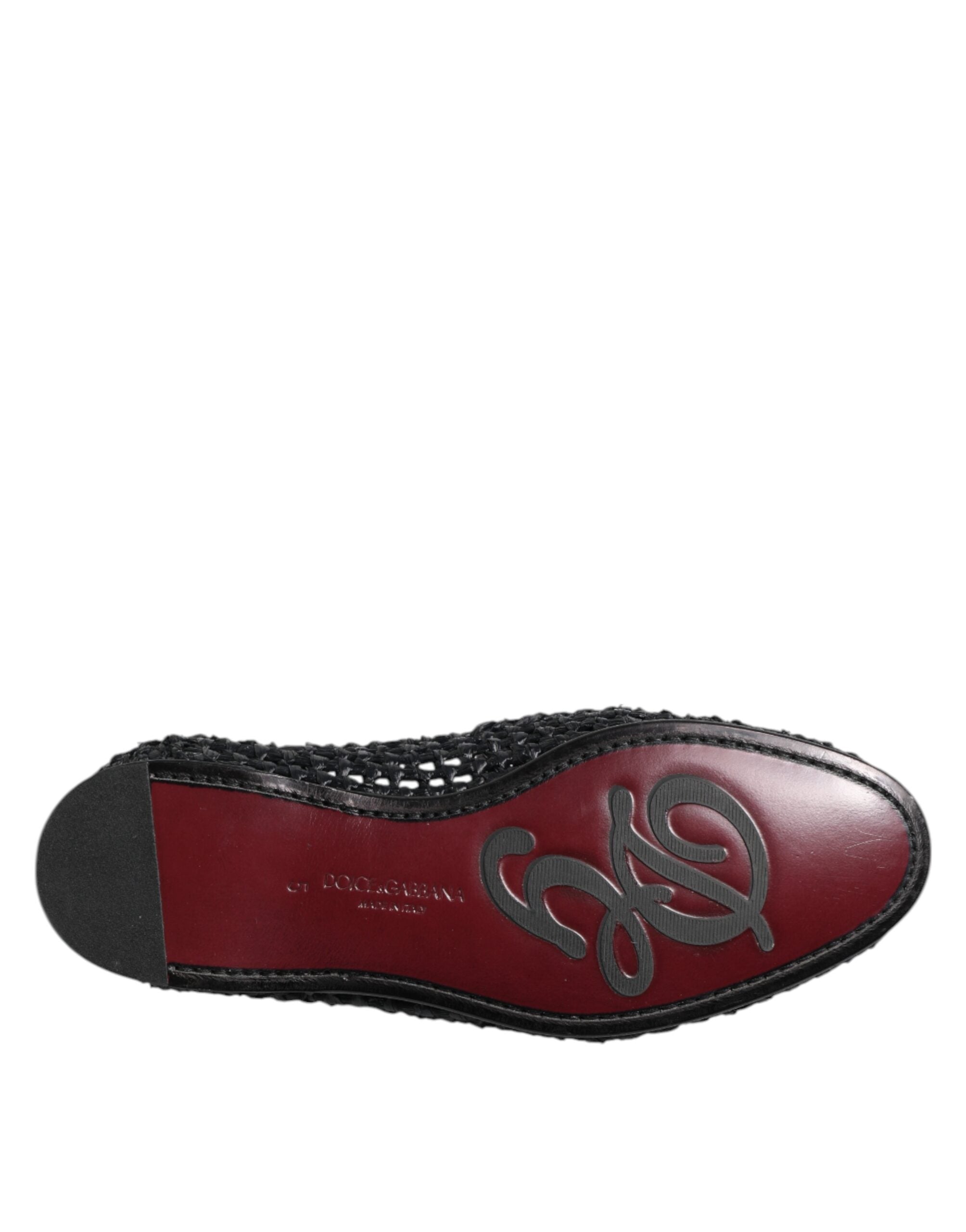 Dolce & Gabbana Black Woven Leather Slip On Loafers Men Shoes