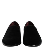 Dolce & Gabbana Black Velvet Slip On Loafers Formal Shoes