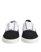 Dolce & Gabbana Black Cotton Canvas Lace Up Men Sneakers Shoes