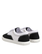 Dolce & Gabbana Black Cotton Canvas Lace Up Men Sneakers Shoes