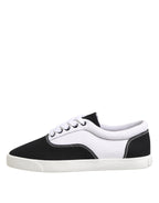 Dolce & Gabbana Black Cotton Canvas Lace Up Men Sneakers Shoes